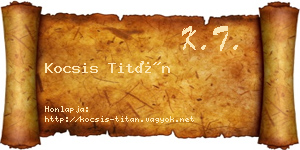 Kocsis Titán névjegykártya